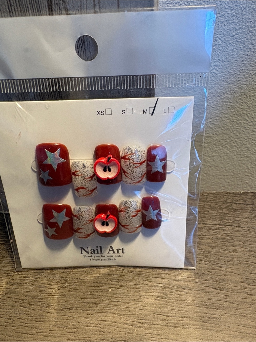 Red Star & Apple Accent Kids Press-On Nail Set
